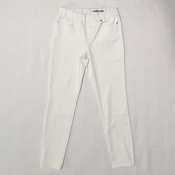 NWT Lands' End High Rise Skinny Jeans in White, Women's Size 6 Petite L28 - Picture 4 of 7